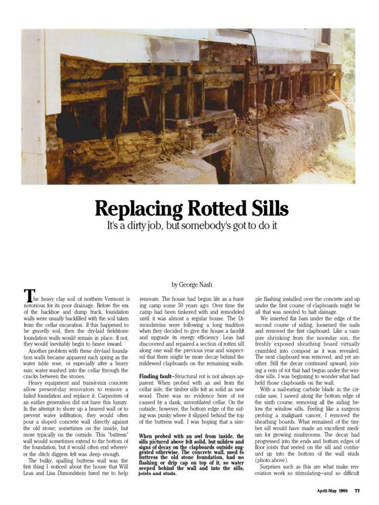 Replacing Rotted Sills Framing Construction Lumber