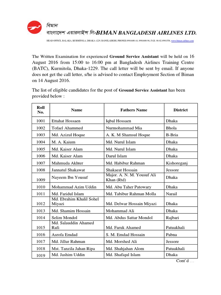 List of Exp Ground Service Assistant PDF