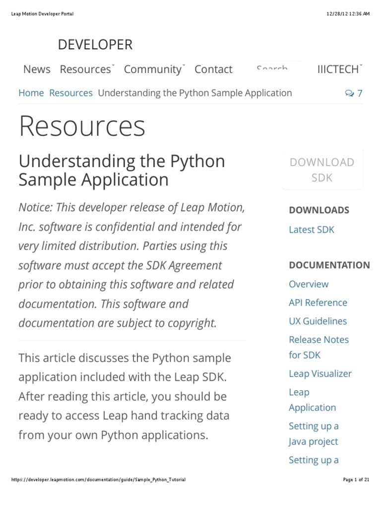 Leap Motion Developer Portal | PDF | Application Programming Interface ...