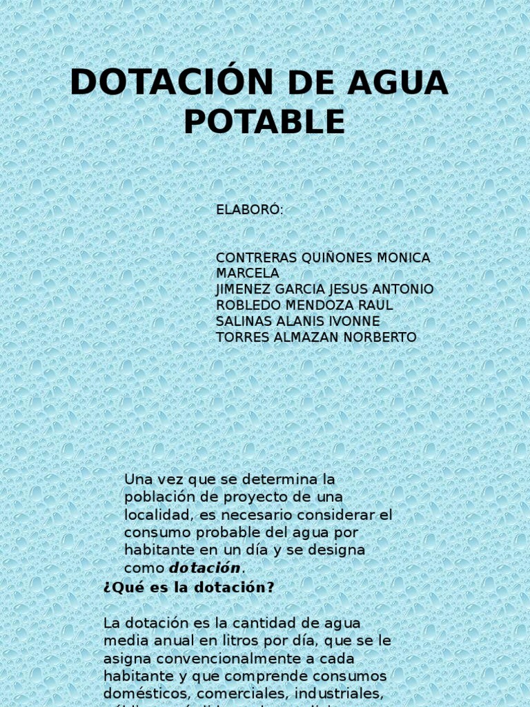 Dotación de Agua Potable y Consumo | PDF | Consumo (economía ...