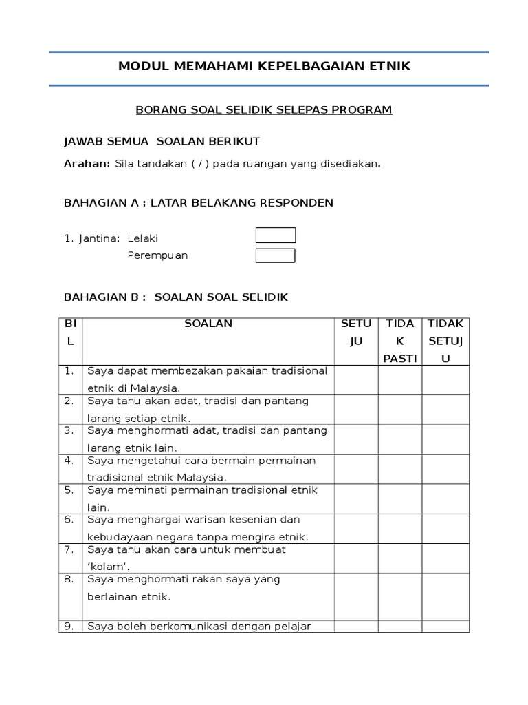 Borang Soal Selidik Modul  PDF
