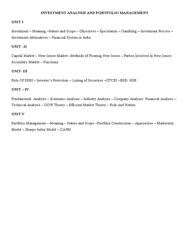 Investment Analysis & Portfolio Management | PDF | Finance & Money ...