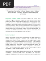 Download Pengertian Yurisdiksi Definisi Negara Dalam Hukum Internasional Teritorial Personal Perlindungan Universal by sapriyun sihotang SN327431107 doc pdf