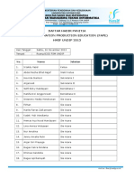 Daftar Hadir Panitia Fape 2013