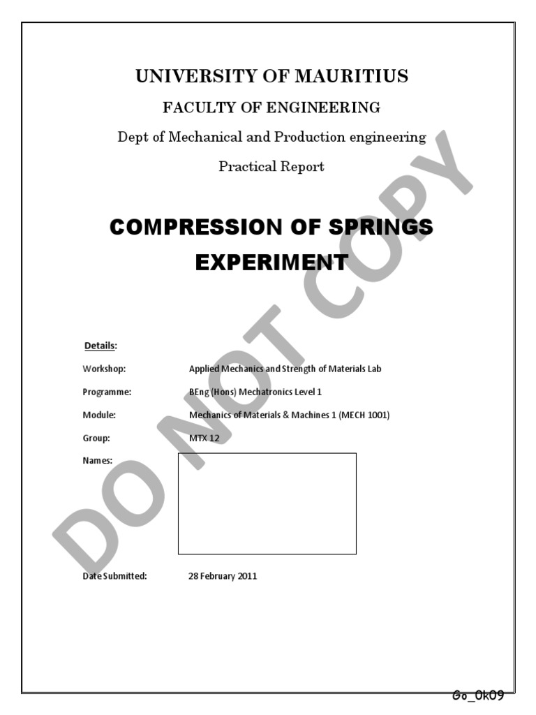 Spring Stiffness Calculation Experiment | PDF | Stiffness | Mechanical ...