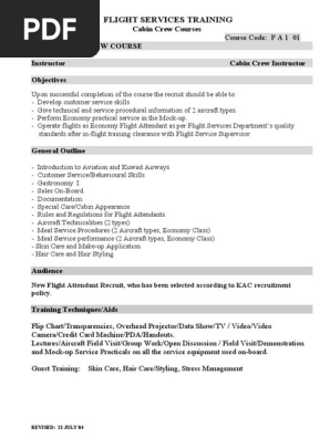 Cabin Crew Training Course Overview | PDF | Flight Attendant