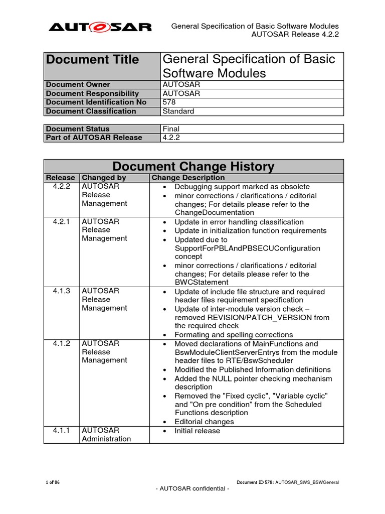 Autosar Sws Bswgeneral | PDF | Application Programming Interface ...