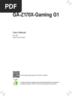 Mb Manual Ga Z170x Gaming G1 E Usb Graphics Processing Unit