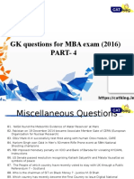 GK Questions For MBA Exam (2016) Part-4