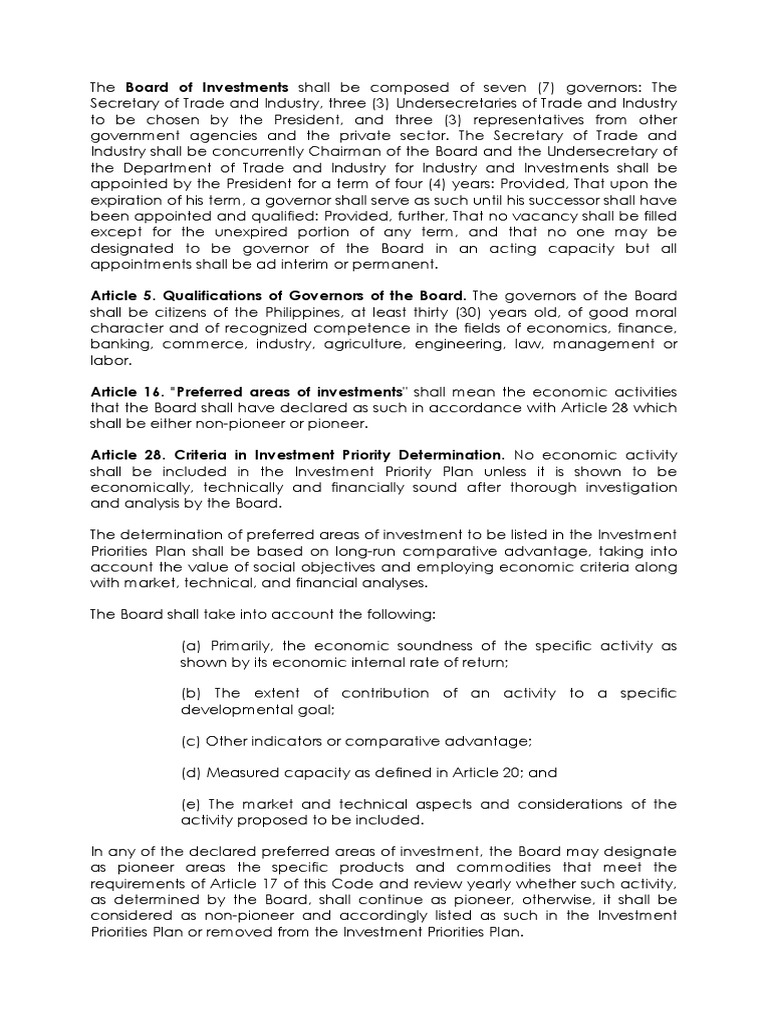 Omnibus Investment Code (Eo 226) PDF