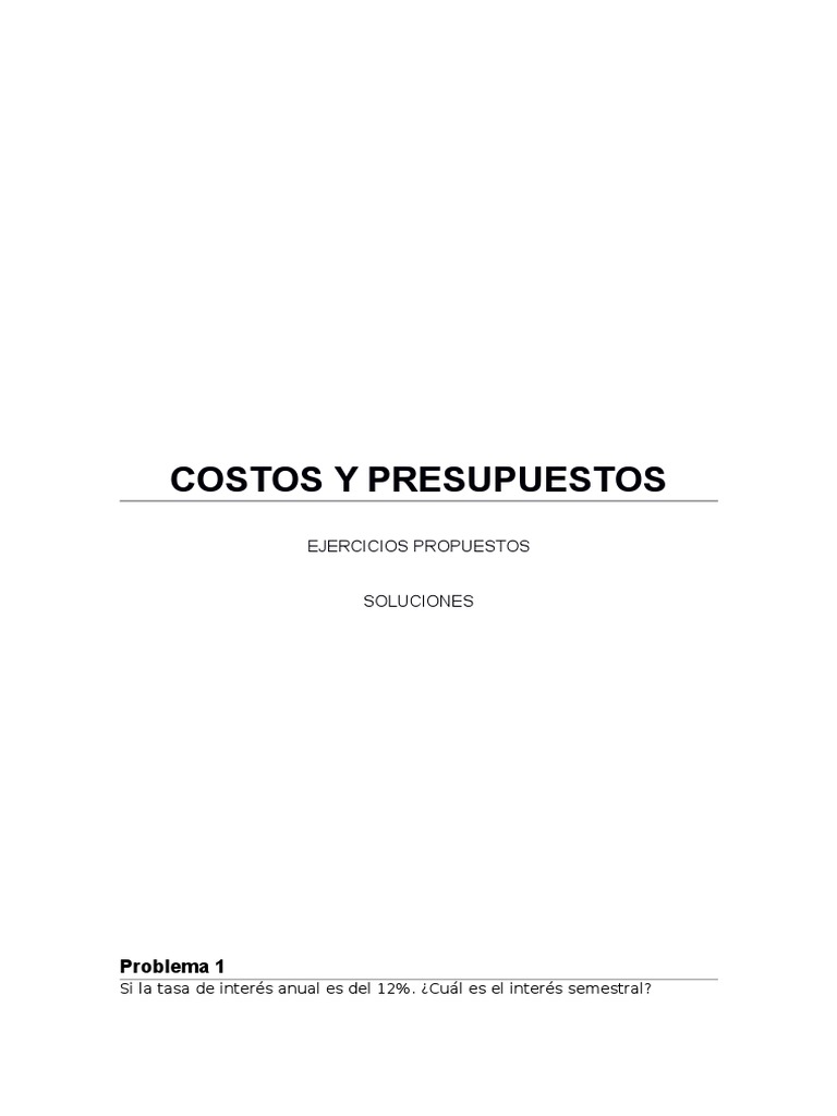 Costos y Presupuestos - Ejercicios Resueltos | PDF | Tarifas | Tasas de ...