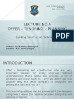 Lecture No.4 Offer - Tendring - Planning: Building Construction Technology I