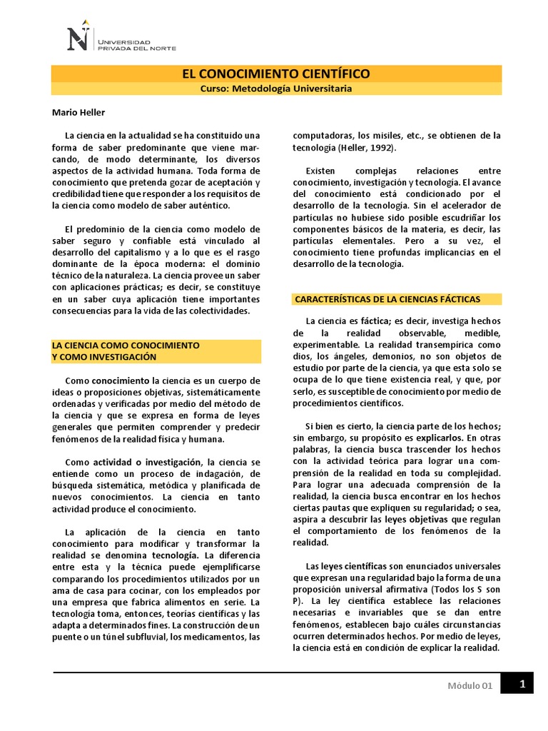 Lectura - El Conocimiento Científico | PDF | Science | Hipótesis