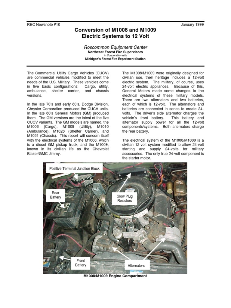 M1009 Electric System Conversion To 12v Article | Manufactured Goods