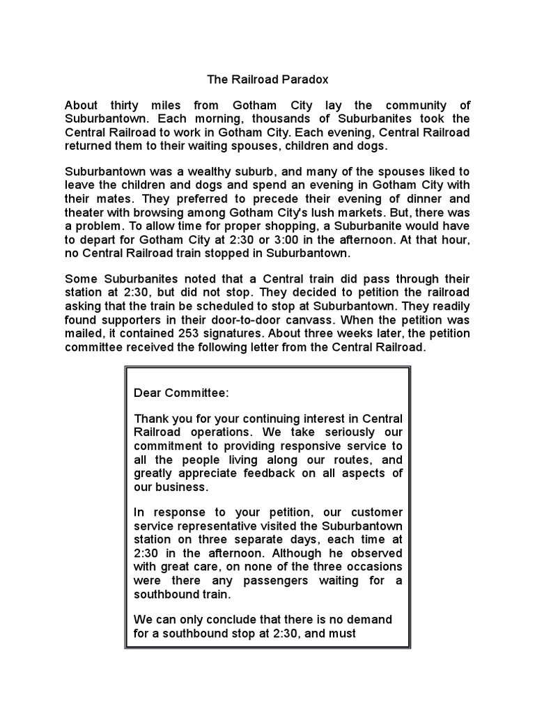 The Railroad Paradox | PDF | Travel