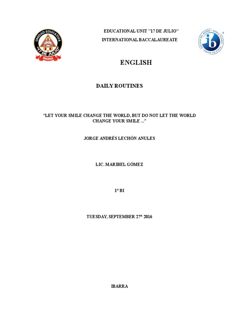 English: Daily Routines | PDF