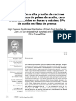 Esterilización a Alta Presión de Racimos de Fruta Fresca de Palma de Aceite, Cero Frutos Adheridos en Tusas y Máximo 5% de Aceite en Fibra de Prensa