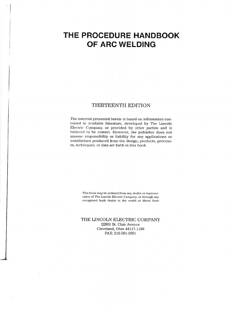 Lincoln Procedure Handbook of Arc Welding PDF Electric Heating