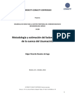 Metodologia y Estimacion Del Balance Hidrico Cuenca Usumacinta