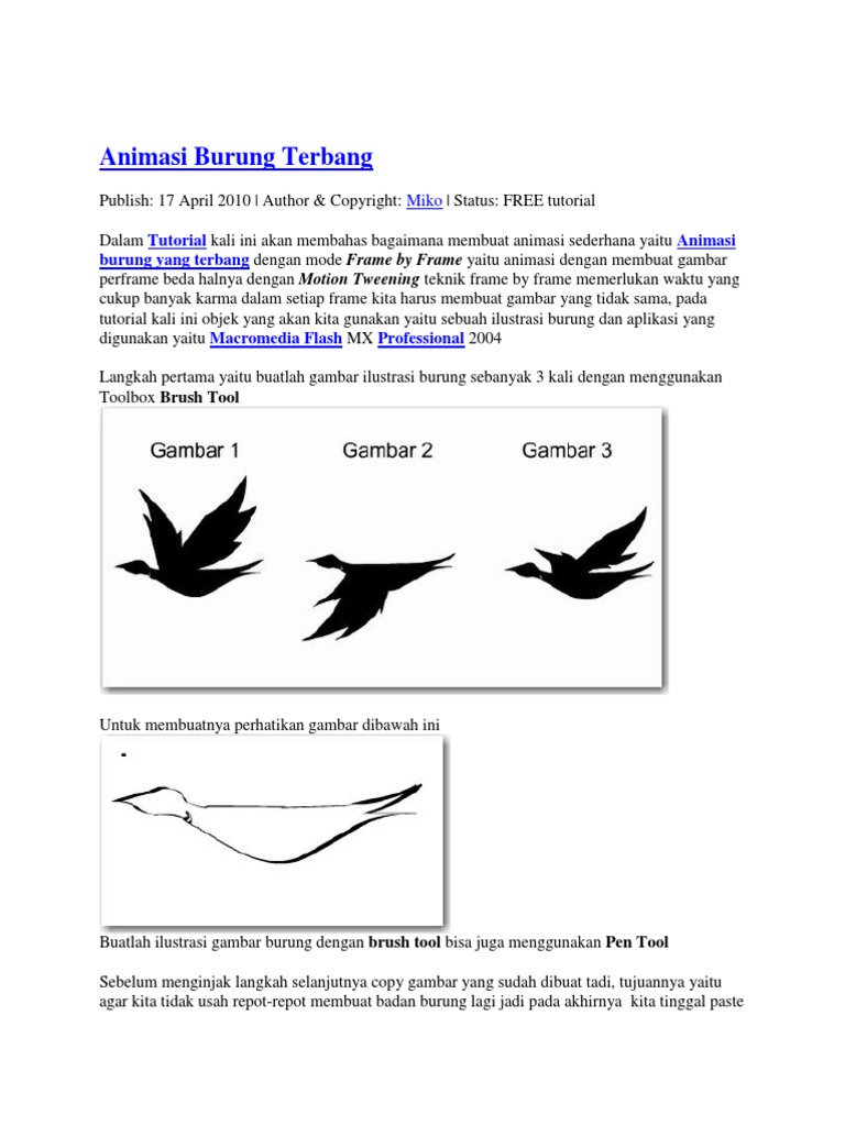 Tutorial Animasi Burung Terbang Frame by Frame | PDF