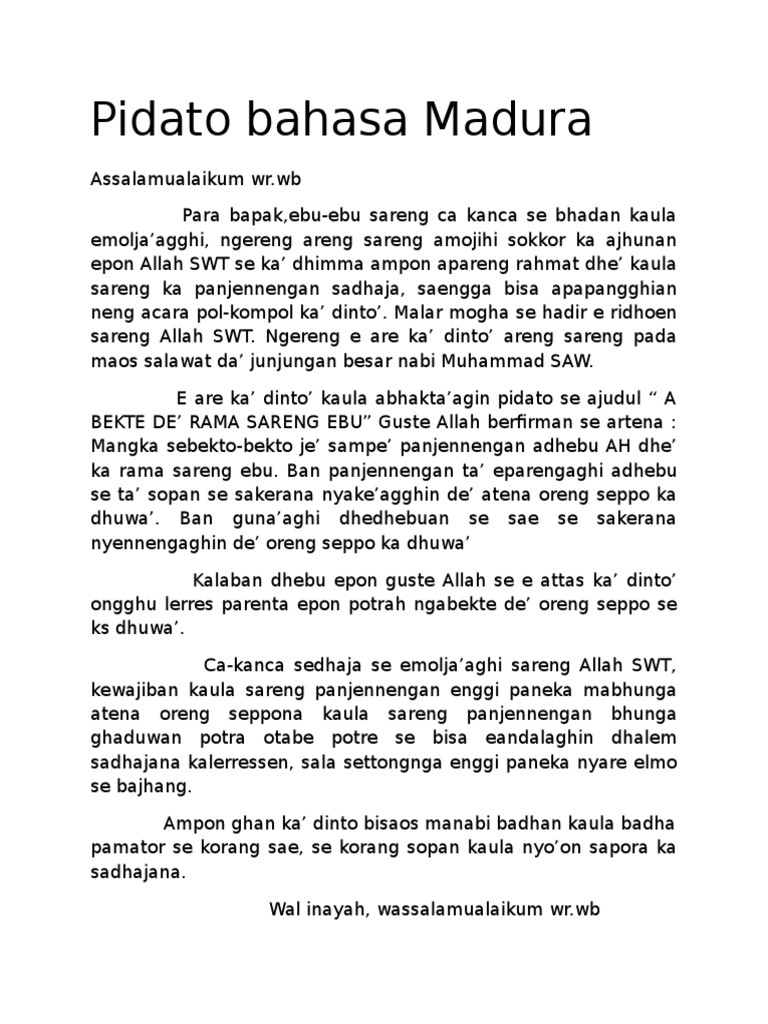 Pidato Bahasa Madura