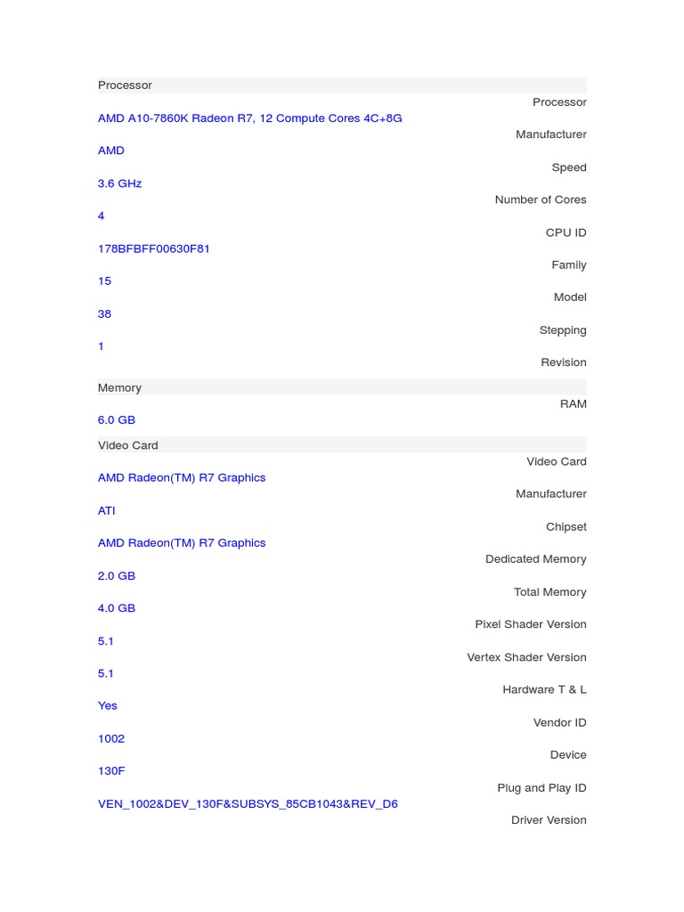 Amd A10-7860K Radeon R7, 12 Compute Cores 4C+8G Amd 3.6 GHZ 4 ...