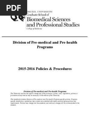 Drexel Pmph Student Handbook 2015 16 V2 Graduate School Course