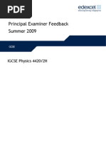 Principal Examiner Feedback Summer 2009: IGCSE Physics 4420/2H