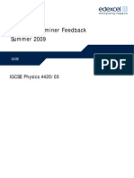 Principal Examiner Feedback Summer 2009: IGCSE Physics 4420/03