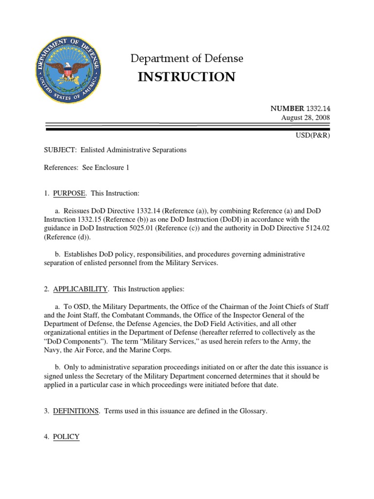 1332.14 Enlisted Separations | PDF | United States Department Of ...