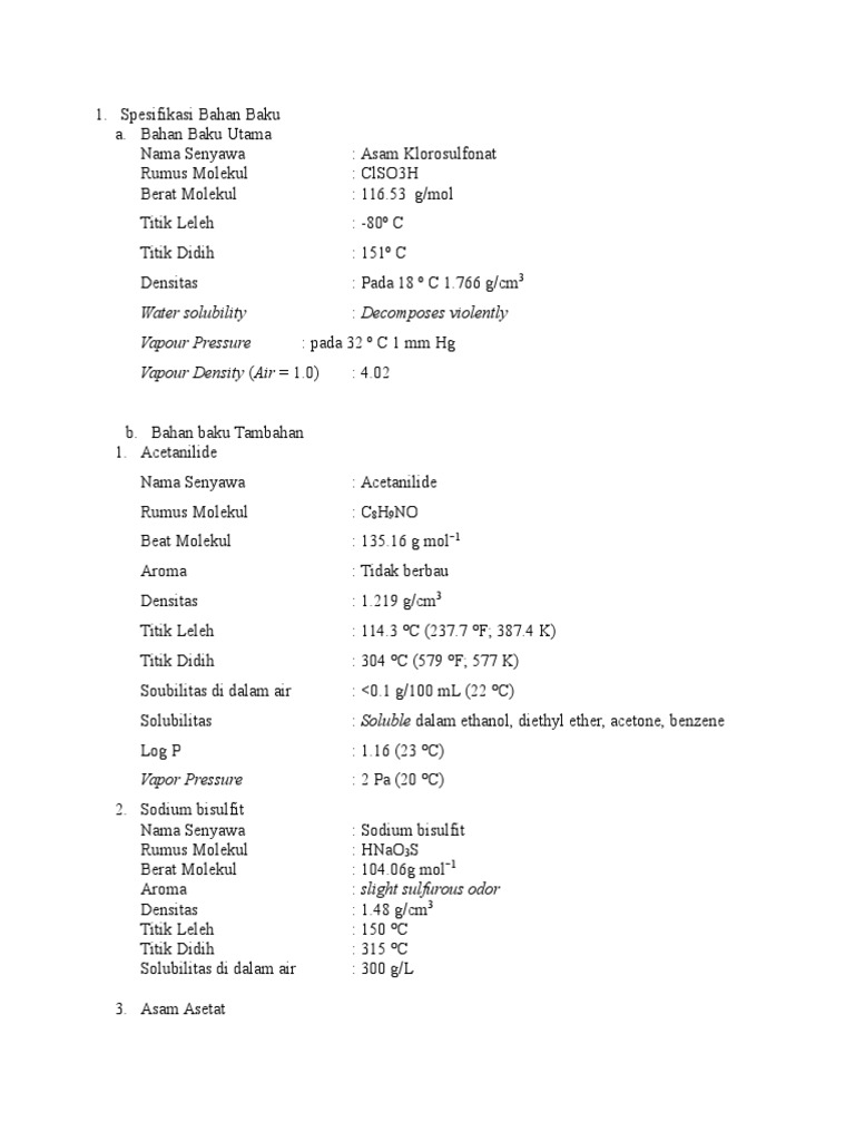 Spesifikasi Bahan Baku | PDF