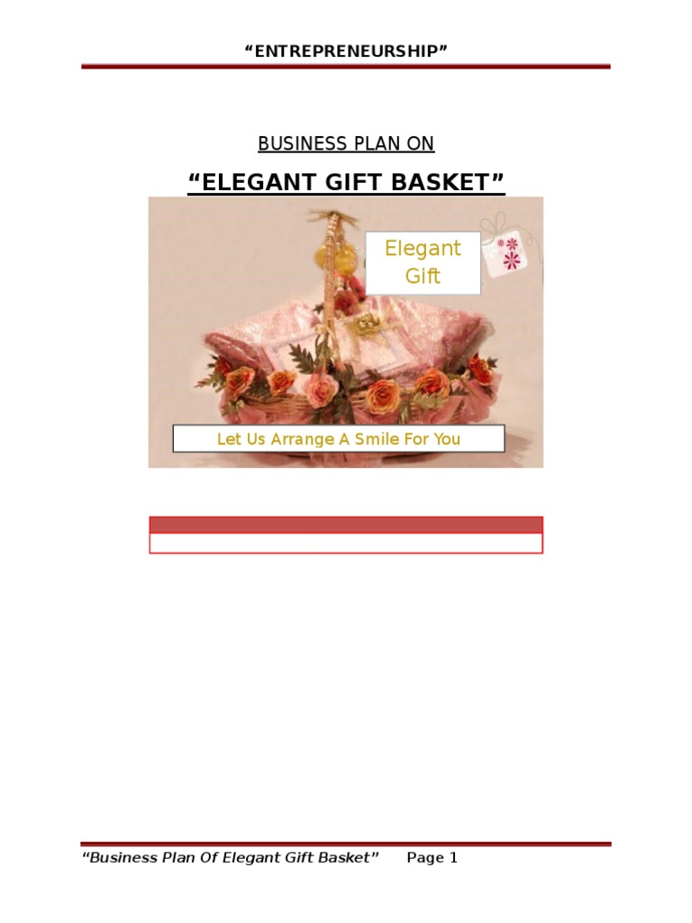 Business Plan On Elegant Gift Basket PDF Sales Market (Economics)
