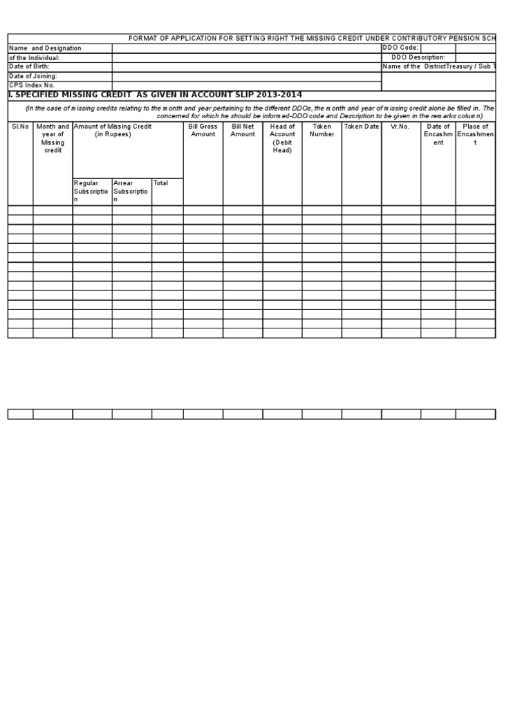 Application for Missing CPS Credit | PDF | Debits And Credits ...