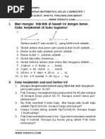 Soal Uh Matematika Kelas 4 Semester 1 Bab Pengukuran