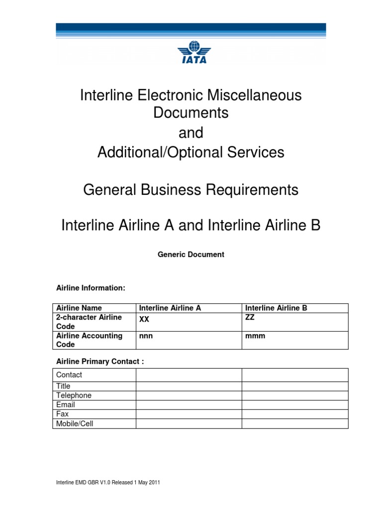 Interline Electronic Miscellaneous Airlines Aviation