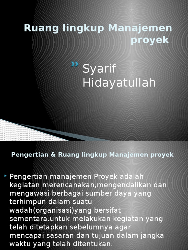 Ruang Lingkup Manajemen Proyek | PDF