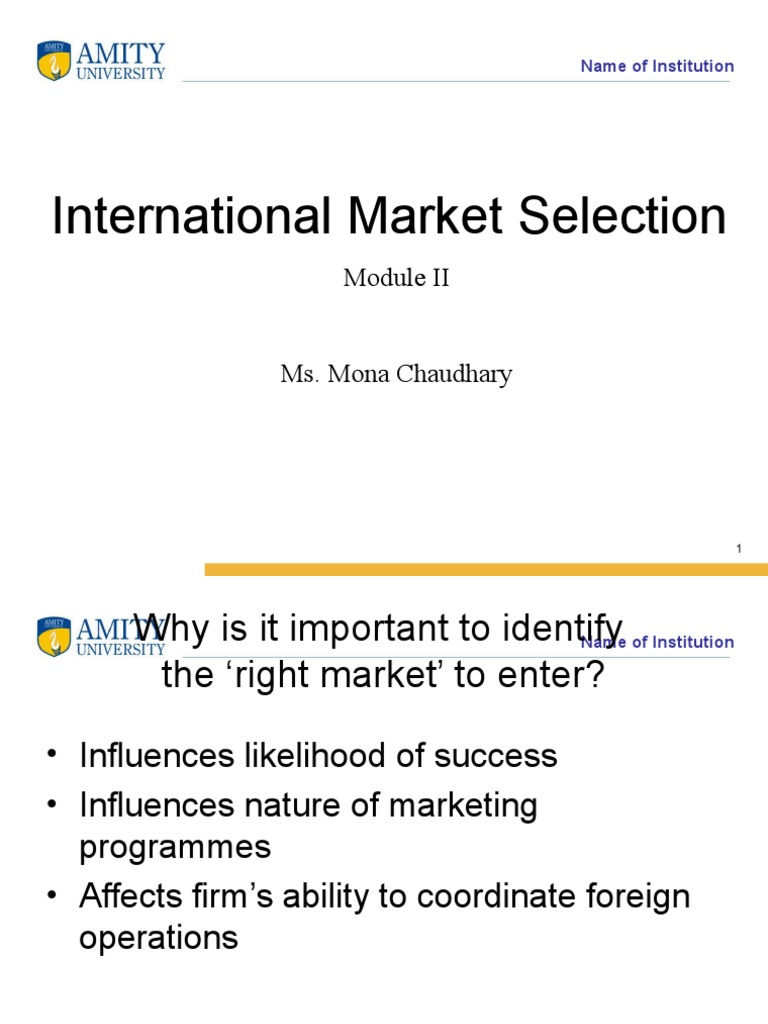 International Market Selection Internationalization Market (Economics)