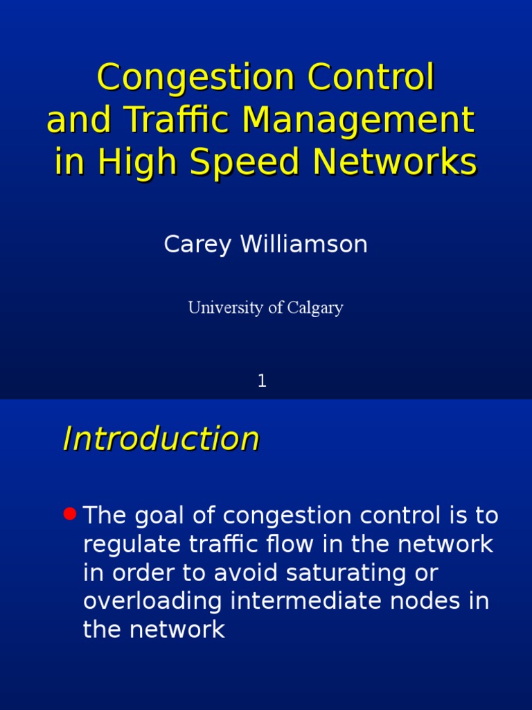 Congestion Control and Traffic Management in High Speed Networks | PDF ...