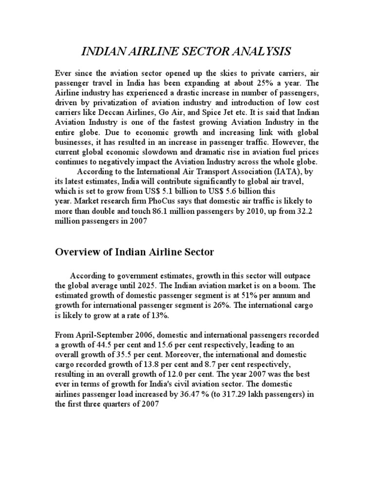 Indian Airline Sector Analysis PDF Airlines Aviation