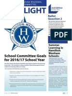 Spotlight: School Committee Goals For 2016/17 School Year