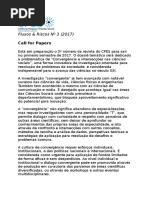 Call for Papers - Fluxos & Riscos Vol. 2, Nº1 (2017)