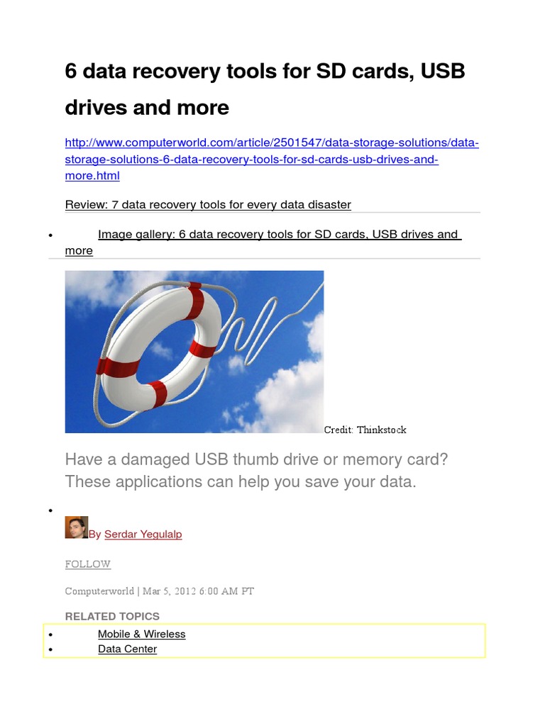 6 Data Recovery Tools For SD Cards | PDF | File Format | Usb Flash Drive