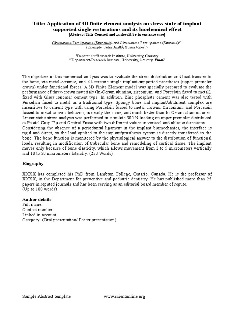 Abstract Template | PDF