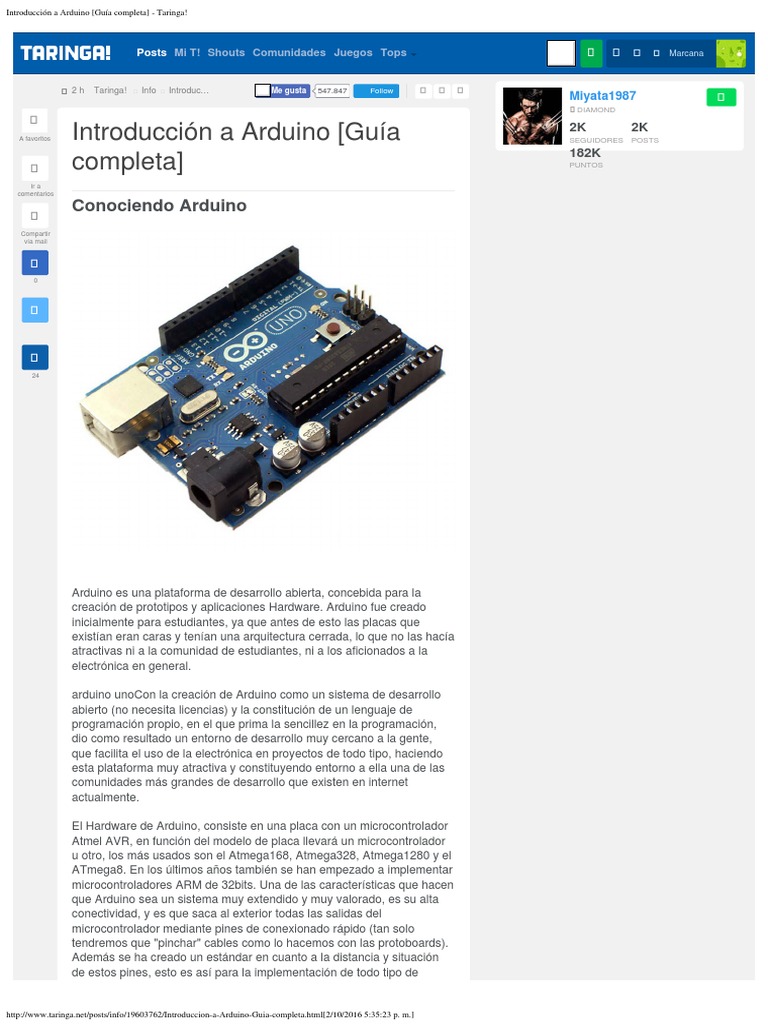Guía Completa de Arduino en Taringa | PDF | Arduino | Microcontrolador