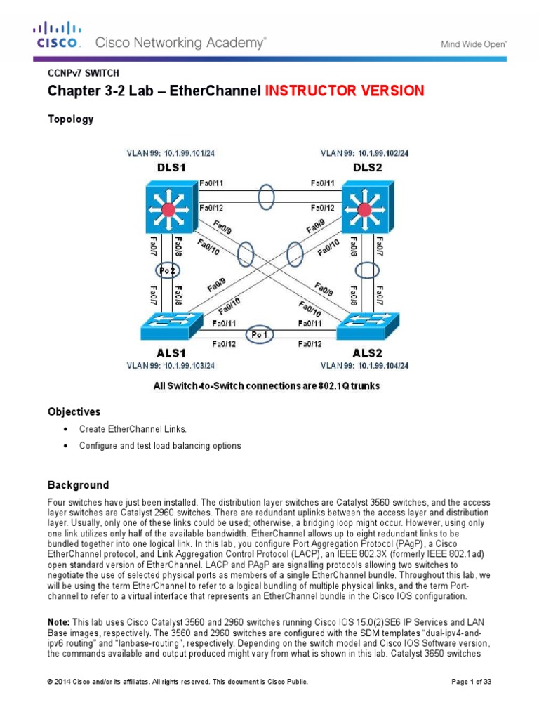 Ccnpv7 Switch Lab3-2 Etherchannel Instructor | PDF | Network Switch ...