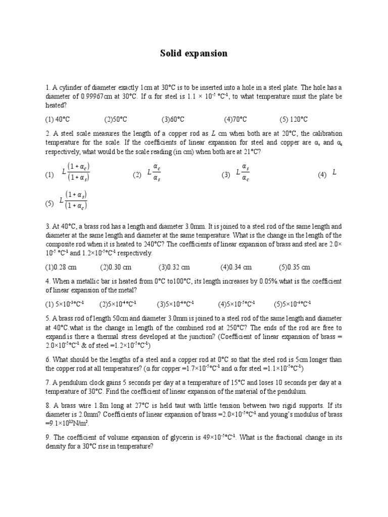 Heat Questions | PDF | Thermal Expansion | Mechanical Engineering