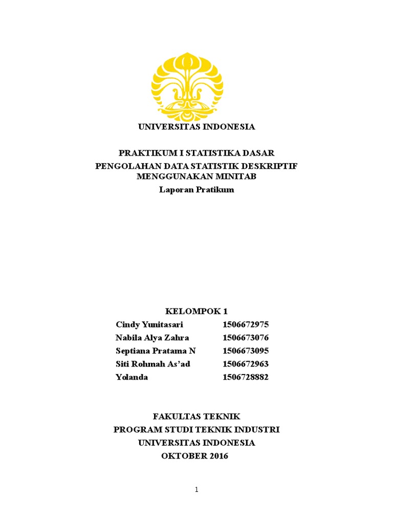 Laporan Praktikum Statistika Dasar Kelompok 1