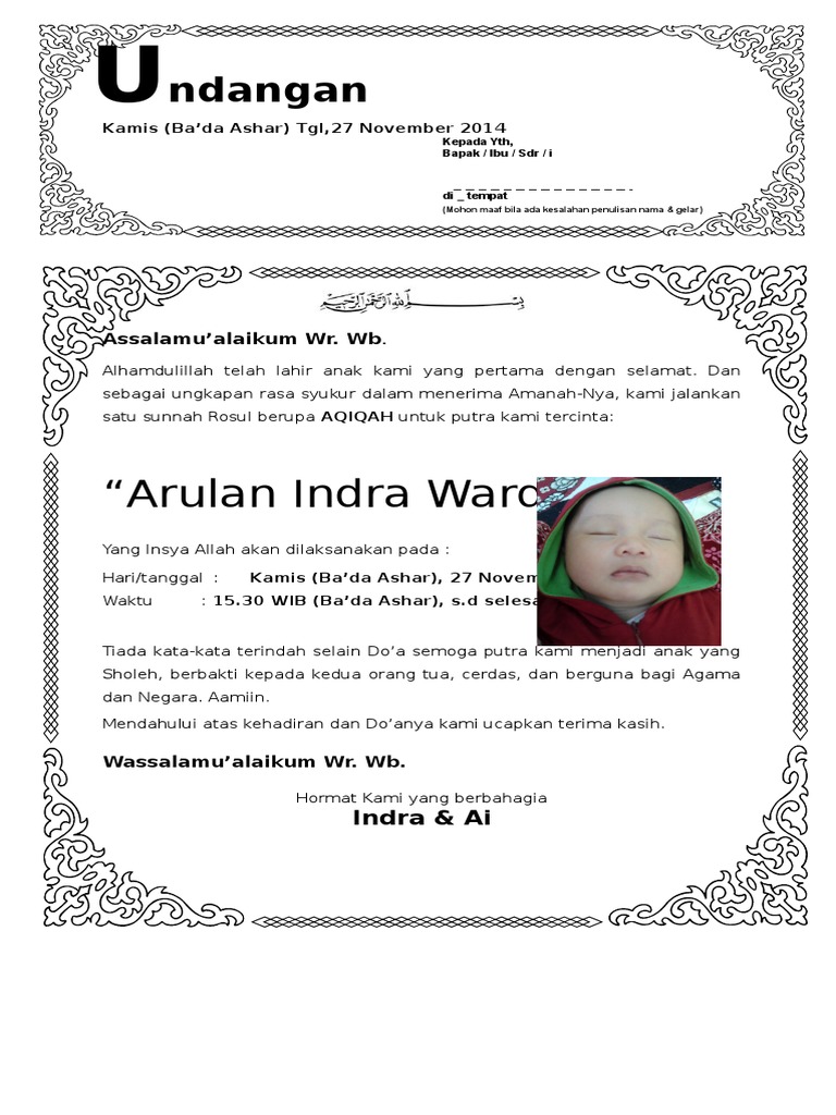 Contoh Kelahiran Anak