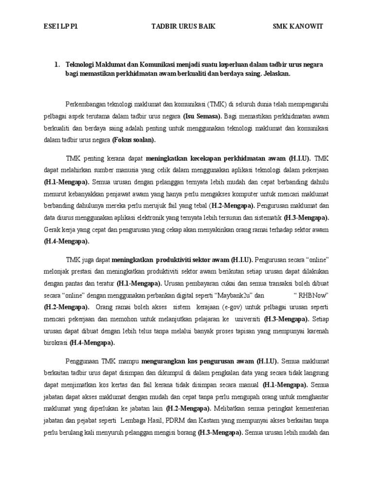 Kepetingan Teknologi Maklumat Kepada Tadbir Urus Pdf