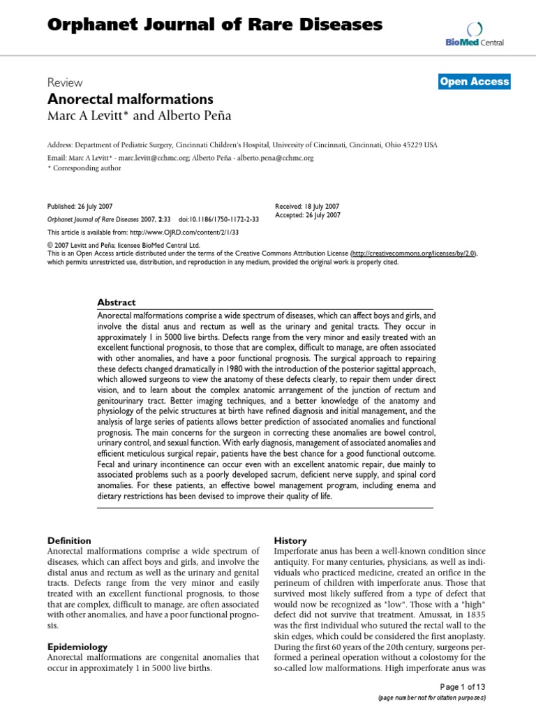 Anorectal Marformation Pena PDF | PDF | Constipation | Gastroenterology